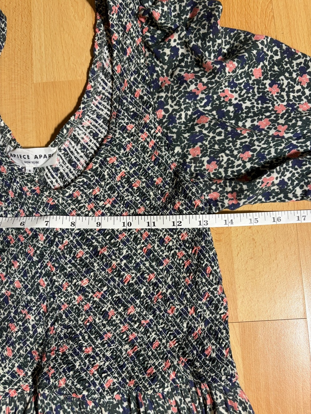 Apiece Apart Olivas Floral Fit & Flare Maxi Dress Smocked Bodice Long Sleeve - Picture 11 of 12